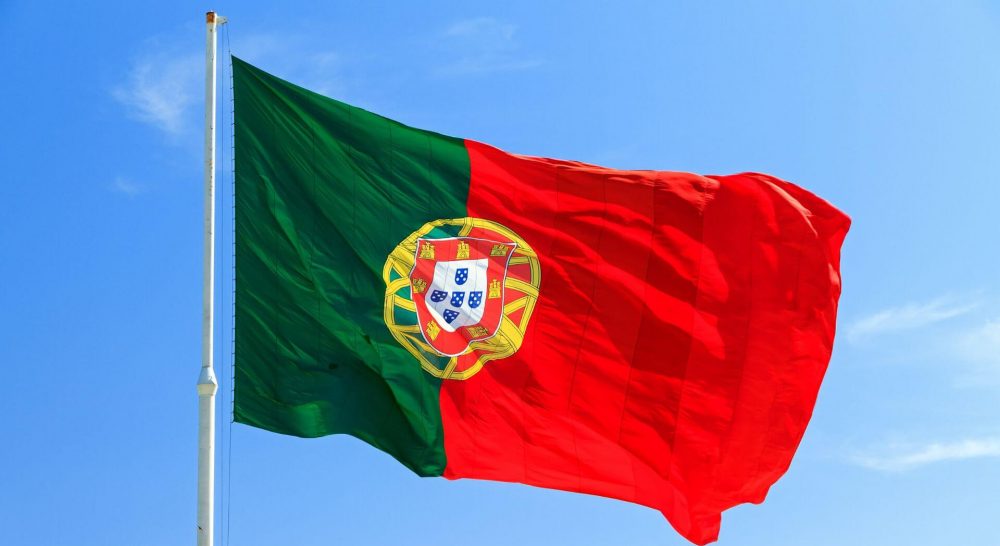 The Portuguese flag being flown.