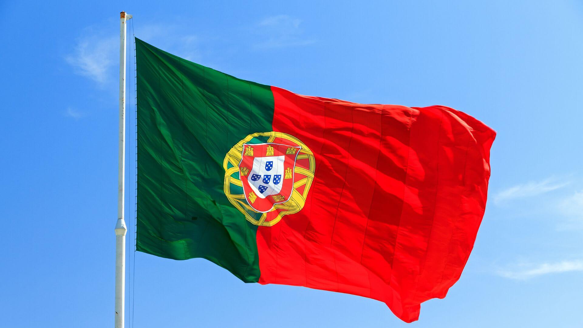 The Portuguese flag being flown.