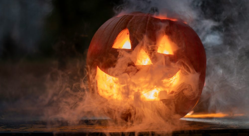 Halloween pumpkin with smoke