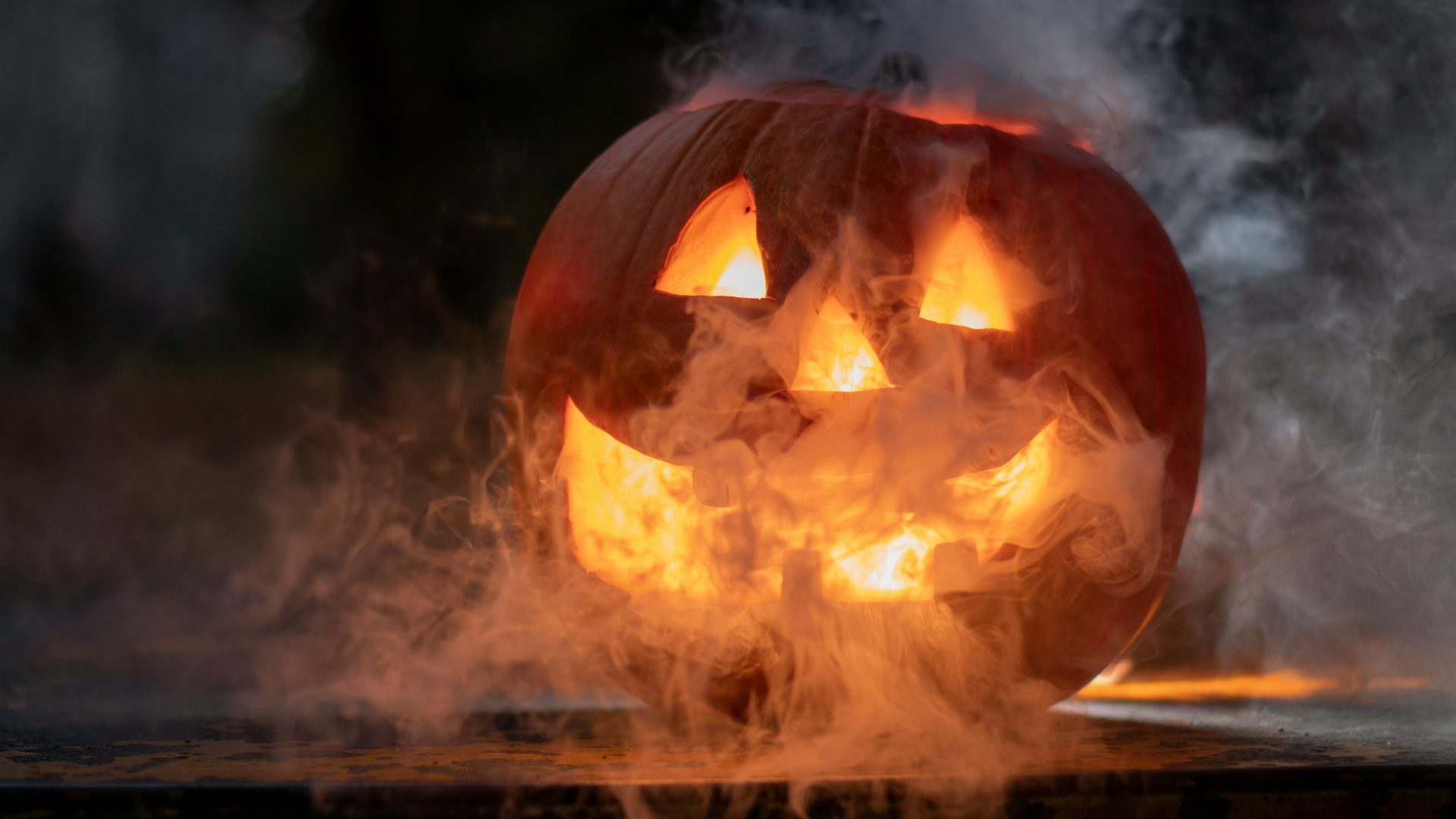 Halloween pumpkin with smoke